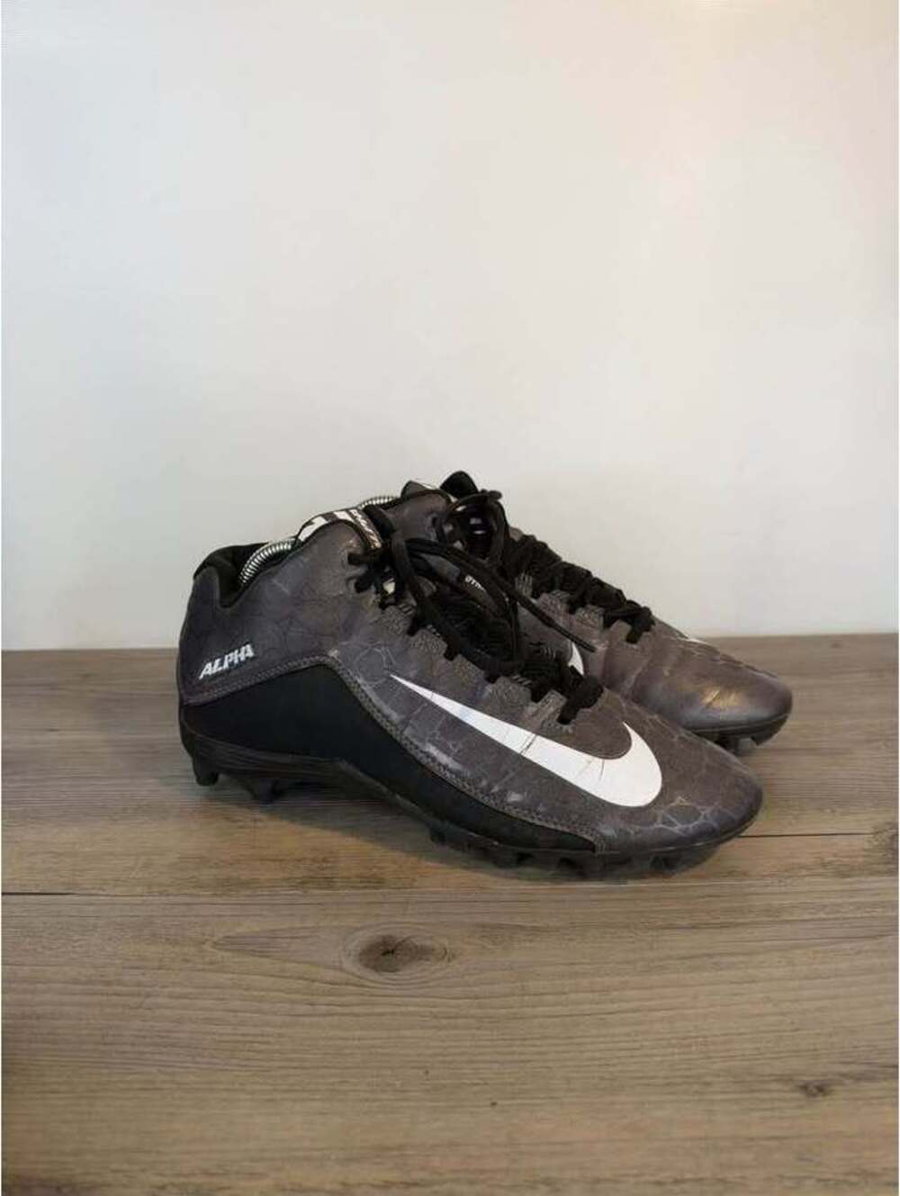 Nike Alpha Strike 2 3/4 TD Football Cleats Size 9.5 Black Grey 725227-010